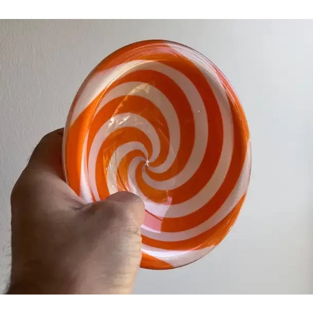 Mid 20th Century Murano Glass Dish with Tangerine Optic Swirls For Sale In Philadelphia - Image 6 of 9