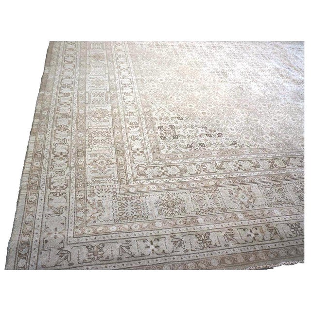 Antique Persian Tabriz Wool 13x18 Gray & Ivory Handmade Oversized Area Rug #1142928 For Sale - Image 9 of 16