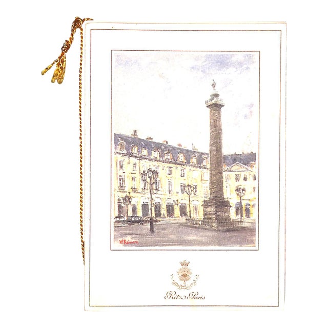 Ritz Paris Cocktail Menu/ Price List For Sale