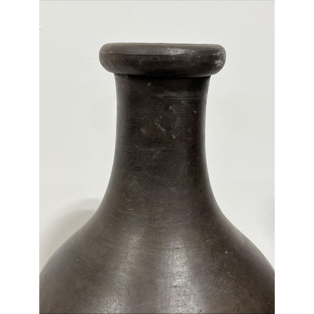 Large Spanish Hand-Painted Vintage Terracotta Vase For Sale - Image 9 of 10