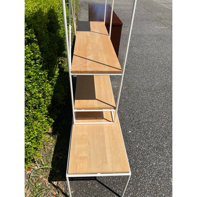 White Paul McCobb Planner Group Attributed Etagere in White Iron and Light Maple. For Sale - Image 8 of 8