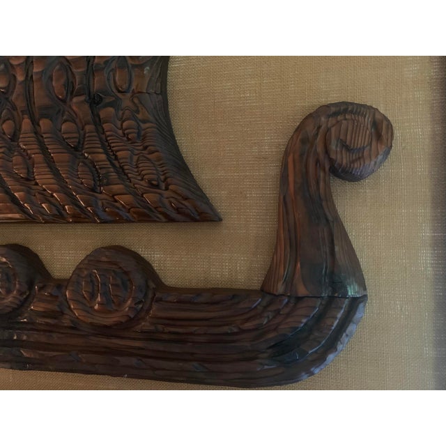 MidCentury Modern Witco Wood Carved Viking Ship Wall Art Chairish