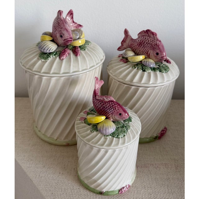 Fitz and Floyd Fish, Clams Jar Canister and Lid - Set of 3 For Sale - Image 9 of 12