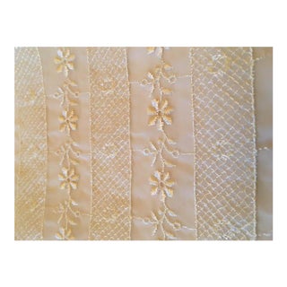 1970s Vintage Embroidered French Organdy - 4 1/2 Yards For Sale