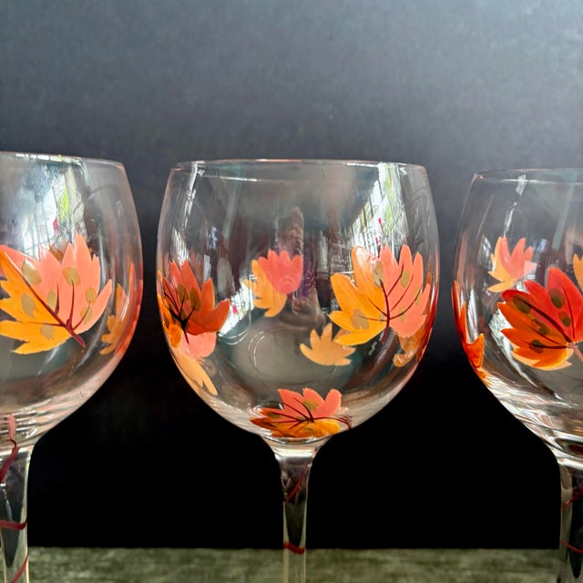 2000 - 2009 Vintage Gibson Fall Leaf Balloon Wine Glasses (Set of 4) For Sale - Image 5 of 8