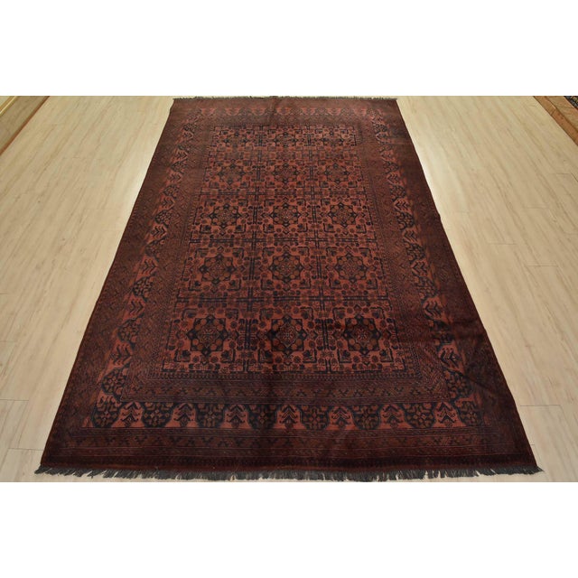 Tribal Turkmen Rug 6’7” X 9’6” Red Wool Tribal Hand-Knotted Oriental Carpet For Sale - Image 3 of 13