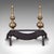 Grand Antique Fireplace Set, English Iron Fire Basket, Brass Andirons, Victorian For Sale - Image 4 of 12