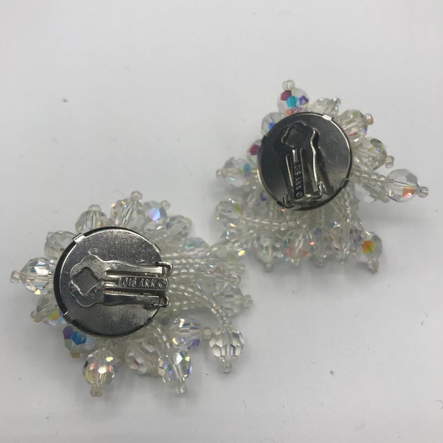 1960s Lois Ann Signed Aurora Borealis & Seed Bead Burst Cluster Clip Earrings - 2 Pieces For Sale In New York - Image 6 of 10