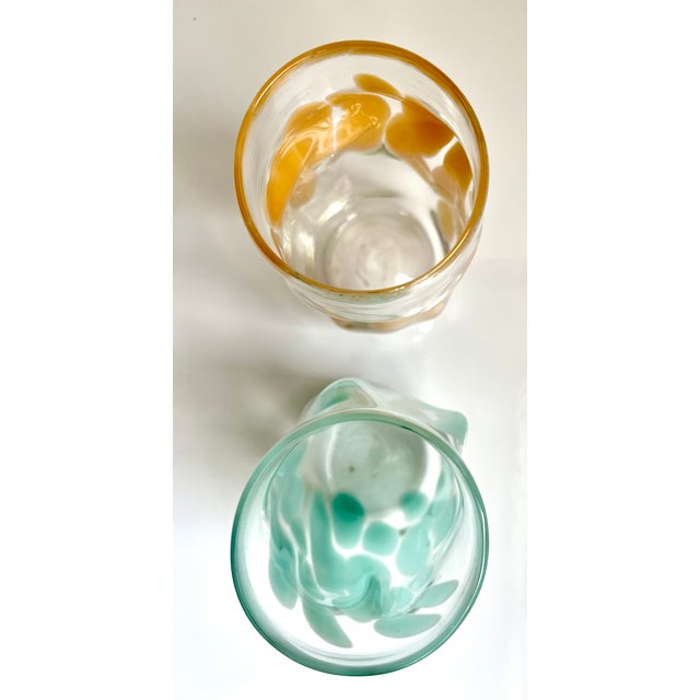 Handblown 6" Glass Tumblers, Pair - Brenna Baker, Founder, Hot Glass For Sale - Image 9 of 9