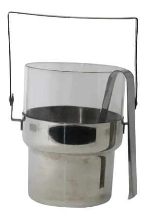 Vintage Postmodern Inox and Glass Ice Bucket