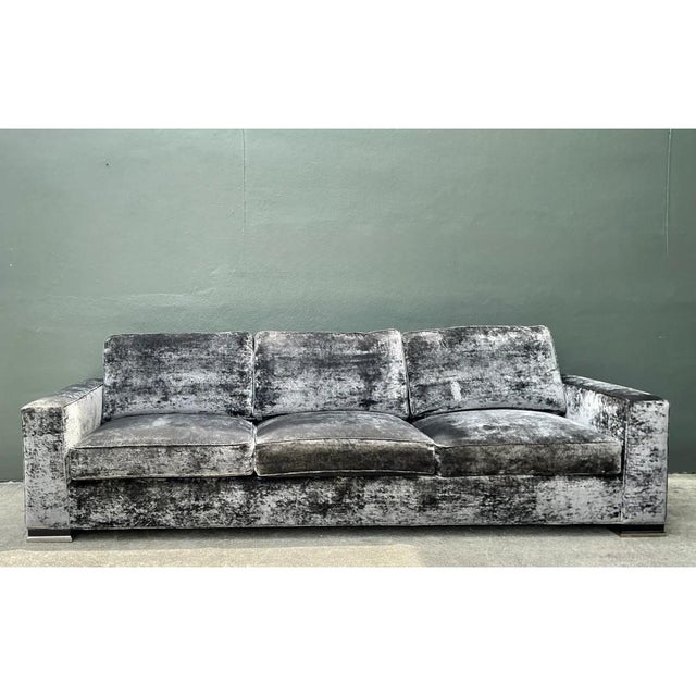 Vintage Monumental Swaim Velvet Sofa For Sale - Image 13 of 16