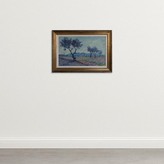 Joan Jubert Segon, Lavender Fields and Olive Trees, Primavera (Spring), 1970s, Oil on Canvas, in Good conditions. Designed...