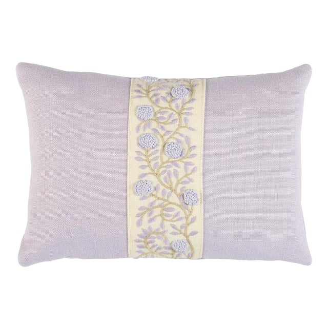 Schumacher Ashoka Lumbar Pillow In Lilac & Cream For Sale