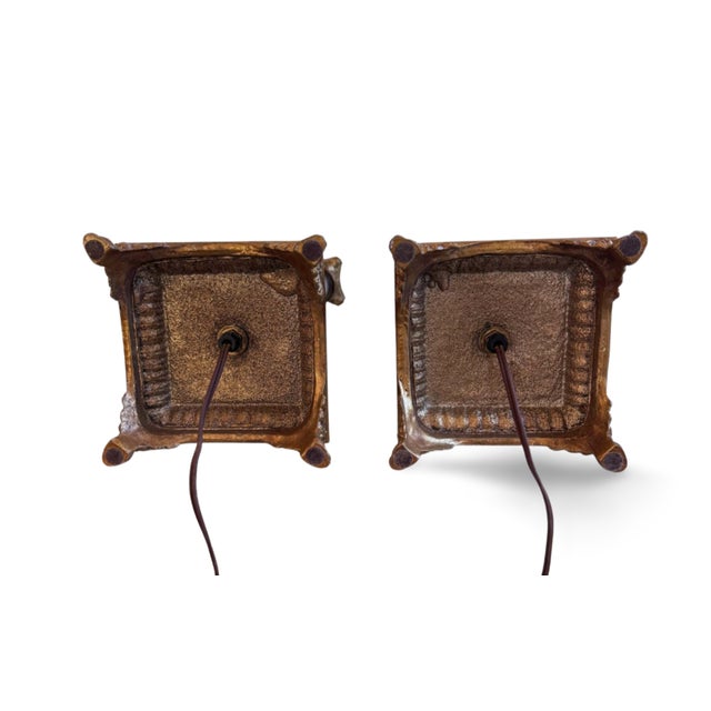 Metal Vintage Stiffel Neoclassical Column Black & Gilt Column Table Lamps - a Pair For Sale - Image 7 of 12