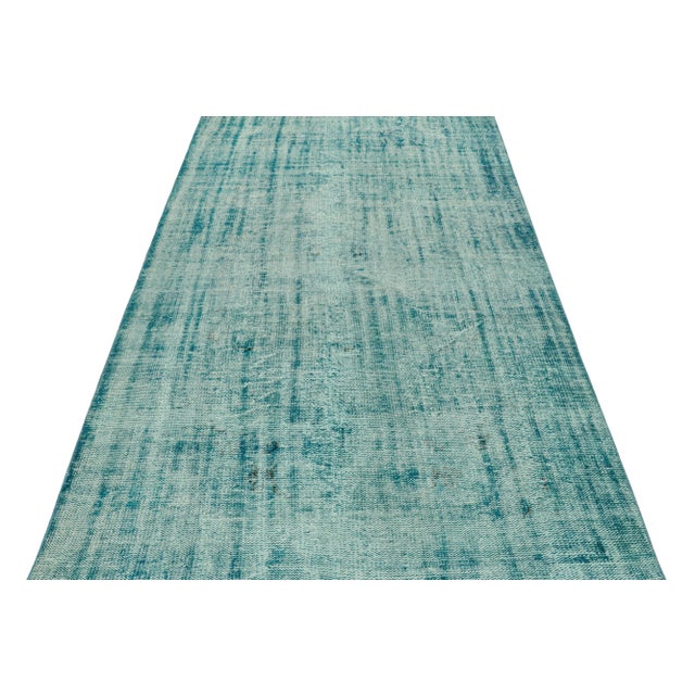 1950s Vintage Turkish Rug in Blue Distressed Pattern, From Rug & Kilim For Sale - Image 5 of 7