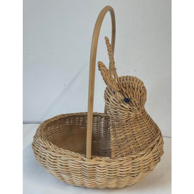 Vintage Rabbit Shaped Wicker Basket For Sale - Image 4 of 7