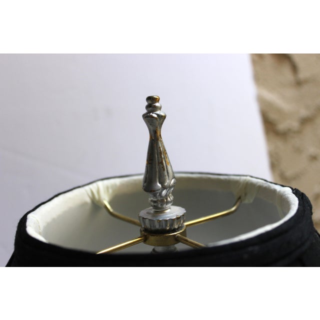 Frederick Cooper Table Lamp Silver Black Shade Vintage Leaf Motif For Sale - Image 12 of 15