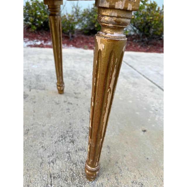 Ecru Pair of Elegant Antique Gilded Louis XVI Style Chairs. Some Restoration Required For Sale - Image 8 of 12