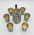 Metal 1960s Mid-Century Mexican Modern Abalone Mosaic Brass Barware Set, - Pitcher & 6 Glasses For Sale - Image 7 of 18