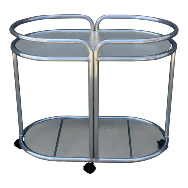 1960s Polished Aluminum Cart For Sale