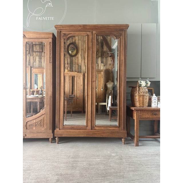 Large Antique Louis XVI Style Wardrobe with Mirror, 1890s For Sale - Image 12 of 15
