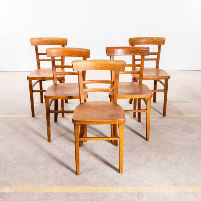 Brown Vintage Double Bar Back Dining Chairs, 1950s, Set of 5 For Sale - Image 8 of 8