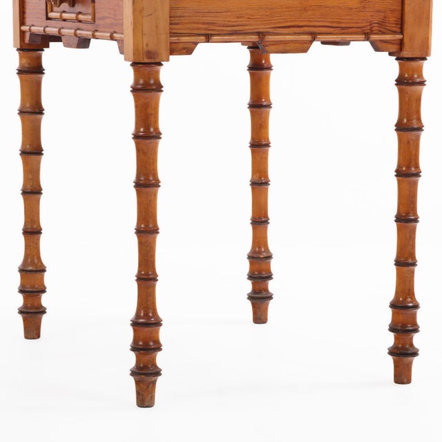 Late 19th Century A French Faux Bamboo Pine and Maple Side Table, C. 1880. For Sale - Image 5 of 8