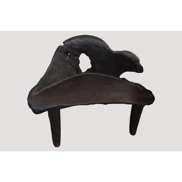 2010s Andrianna Shamaris Triple Burnt Teak Wood Sculptural Bench For Sale - Image 5 of 5