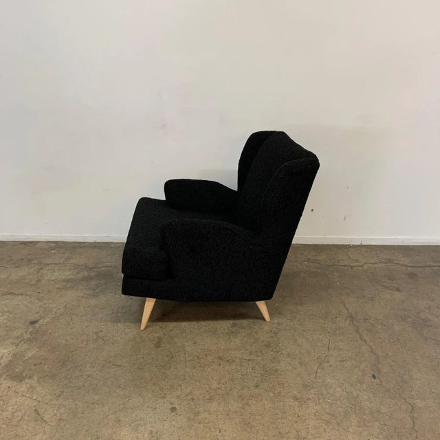 Custom Made Lounge Chair in Black Sherpa For Sale - Image 12 of 13