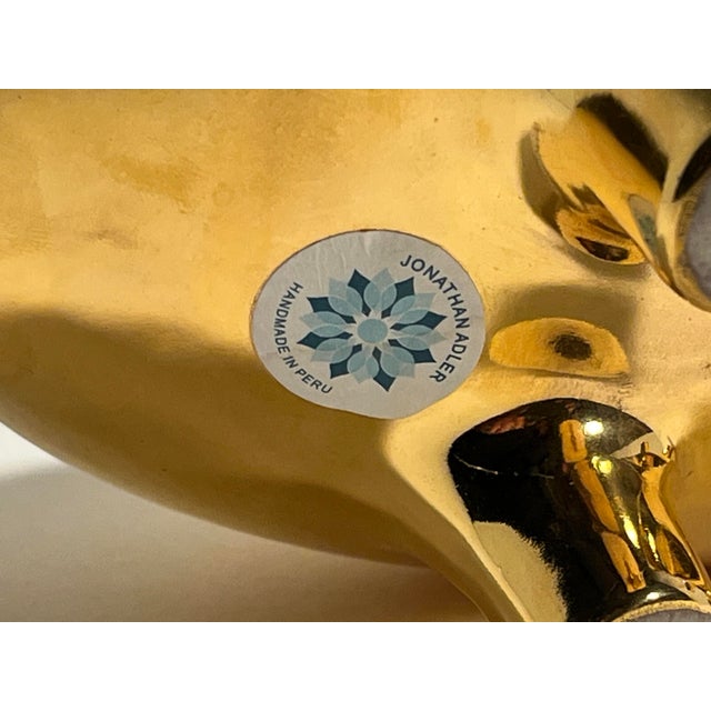 Rare Vintage Discontinued Jonathan Adler Gold Piggy Coin Bank Hand Made in Peru For Sale In Los Angeles - Image 6 of 10