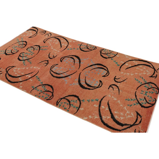 Rug & Kilim Vintage Zeki Müren Rug in Peach With Colorful Geometric Patterns From Rug & Kilim For Sale - Image 4 of 8