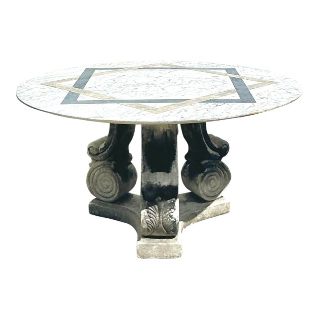 Vintage Regency Inlay Marble Table For Sale