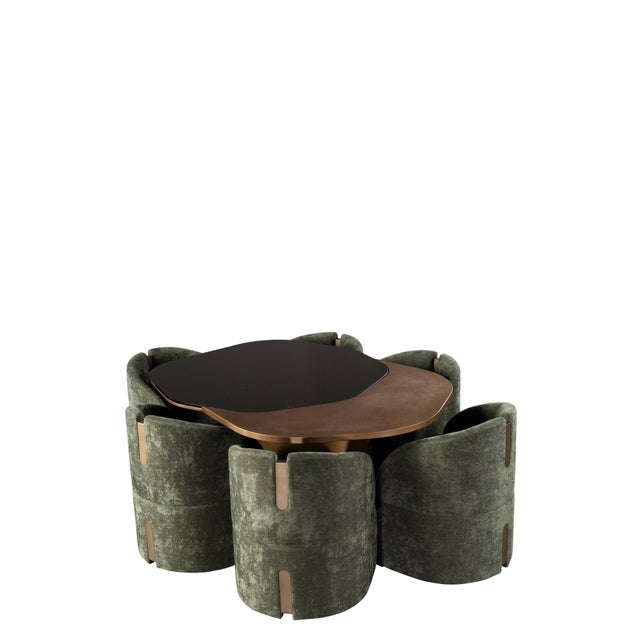 Metal Modern 66 Inch Irregular Kaylee Dining Table Set with 6 Green Chairs For Sale - Image 7 of 7