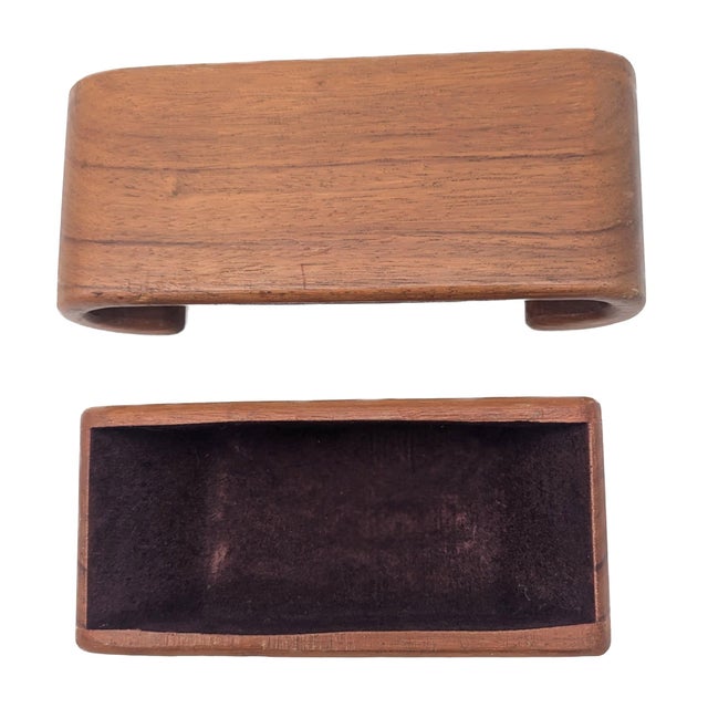 Mid 20th Century Handcrafted Teak Wood Jewelry and Trinket Box For Sale - Image 9 of 10