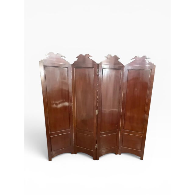 Black Vintage Chinese Black Lacquer Folding Screen With Mother-of-Pearl Inlay For Sale - Image 8 of 8