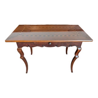 Vintage Baker French Provincial Cherry Wood Inlaid Console Table Writing Desk - 48" For Sale