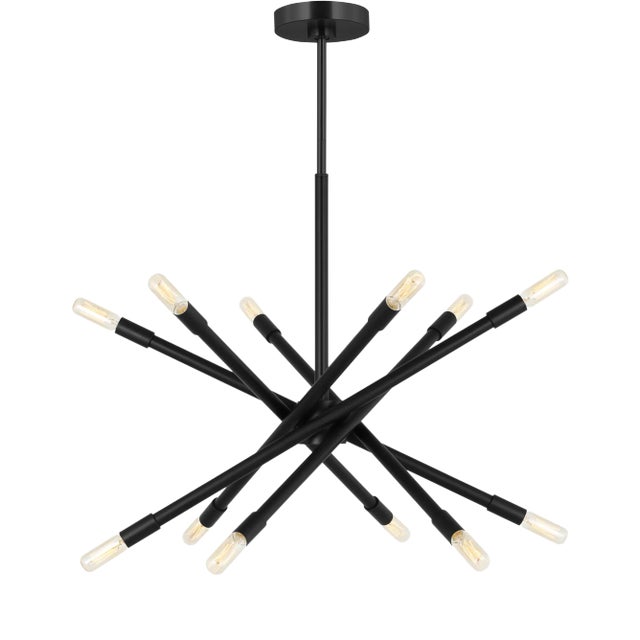 Chapman & Myers by Visual Comfort Studio Eastyn 12-Light Medium Chandelier in Midnight Black For Sale