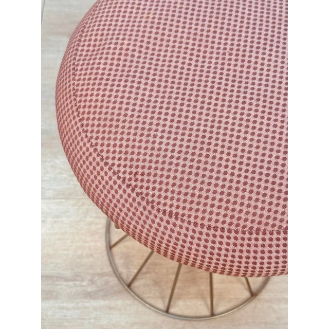 Mid-Century Gold Hour Glass Red Polka Dot Round Vanity Stool For Sale - Image 6 of 10