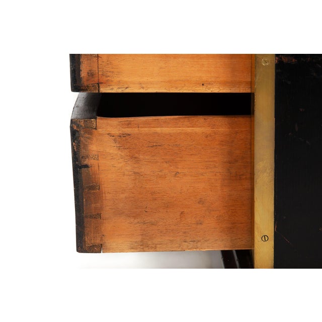 English Antique Campaign Ebonized Pedestal Desk, 19th Century For Sale - Image 16 of 18