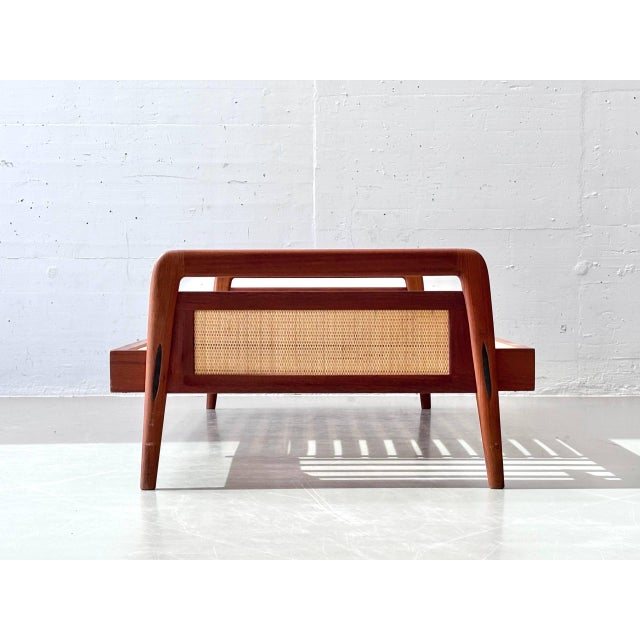 Swiss Form Teak Bed with Rattan Weave, Switzerland, 1950s For Sale - Image 11 of 17