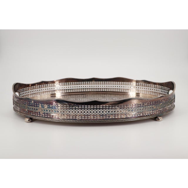 Silver 1940s Barker Ellis Large Silver Plate Footed Serving Tray, English For Sale - Image 8 of 18