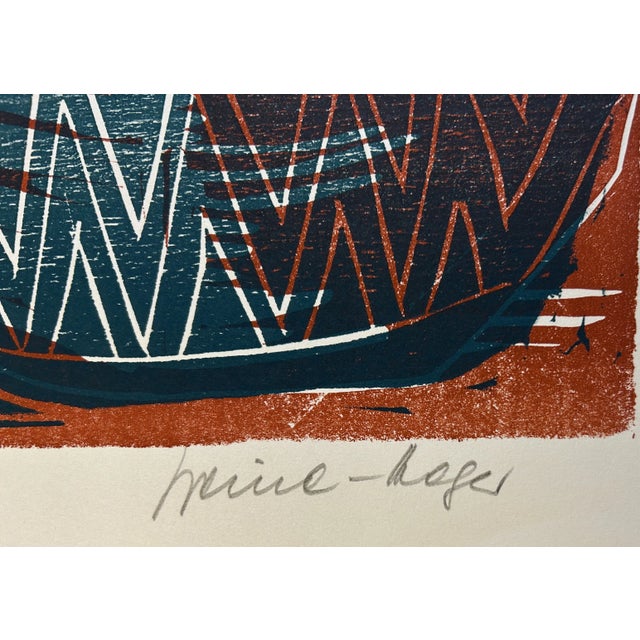 1970s Signed Woodblock Still Life Print by Maria Beine Hager For Sale - Image 4 of 8