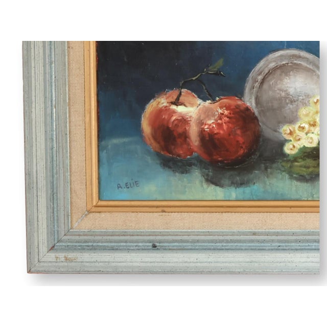 French Fruit Still Life Painting on Canvas, Signed For Sale - Image 4 of 4
