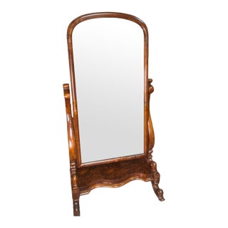 Burr Walnut Cheval Mirror For Sale