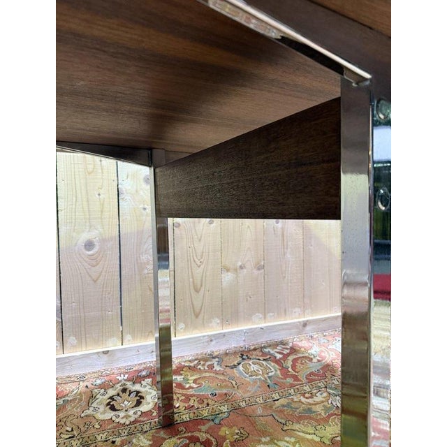 Italian Dining Table in Wood and Chrome For Sale - Image 6 of 9