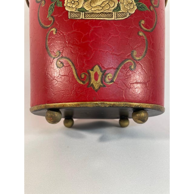 Tall Vintage French Tole Cachepot With Monteith Rim For Sale - Image 12 of 14