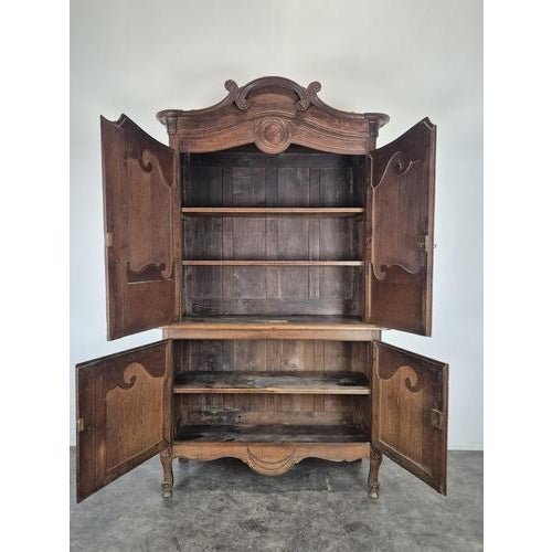 Louis XV Style Cabinet in Carved Oak For Sale - Image 11 of 12