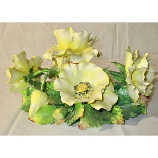 Italian arts and crafts floral of yellow anemones. Handmade and hand colored beautifully composed and finally modeled...