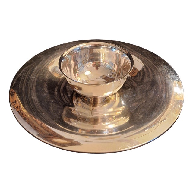 Vintage Silver-Plated Metal Serving Bowl by Oneida Silversmith, 1970s For Sale