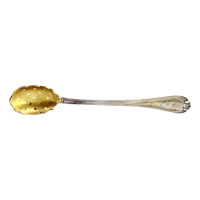 Silver Olive Spoon with Grooves For Sale